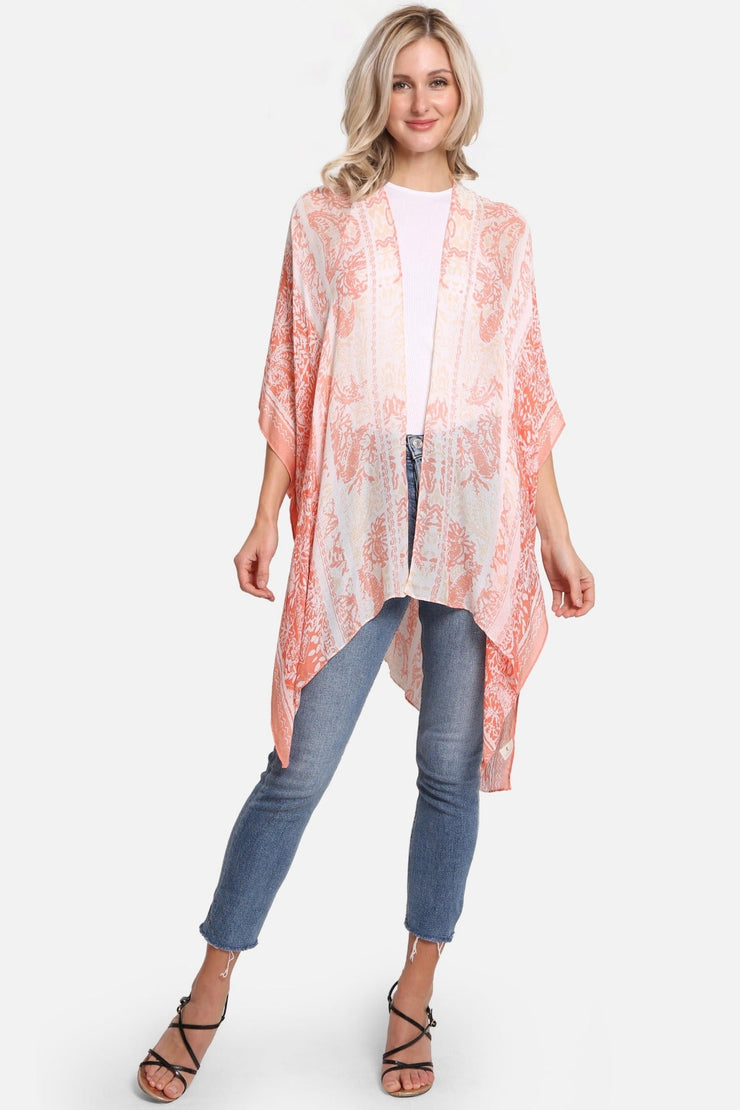 "Alice" Leaves Print Long Kimono