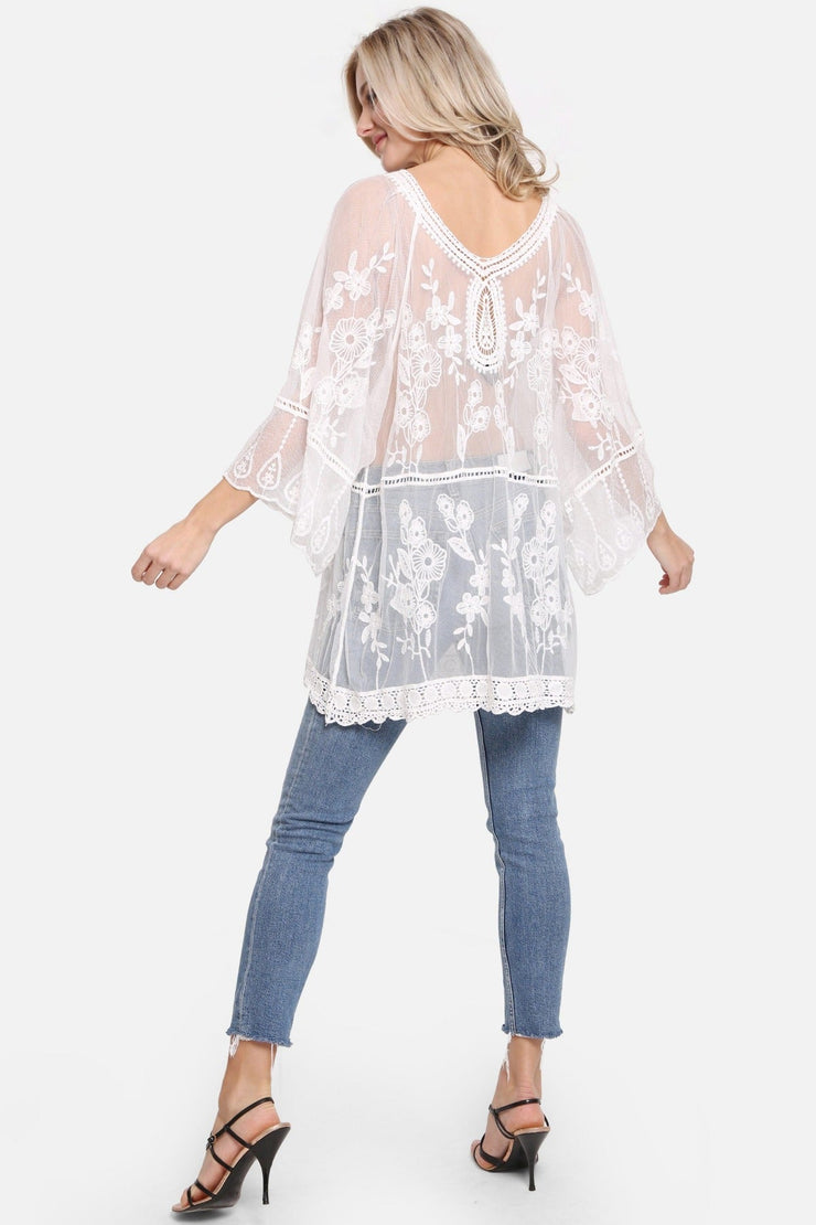 "Carolina" Floral Pattern Short Lace Cover-Up