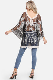 "Carolina" Floral Pattern Short Lace Cover-Up