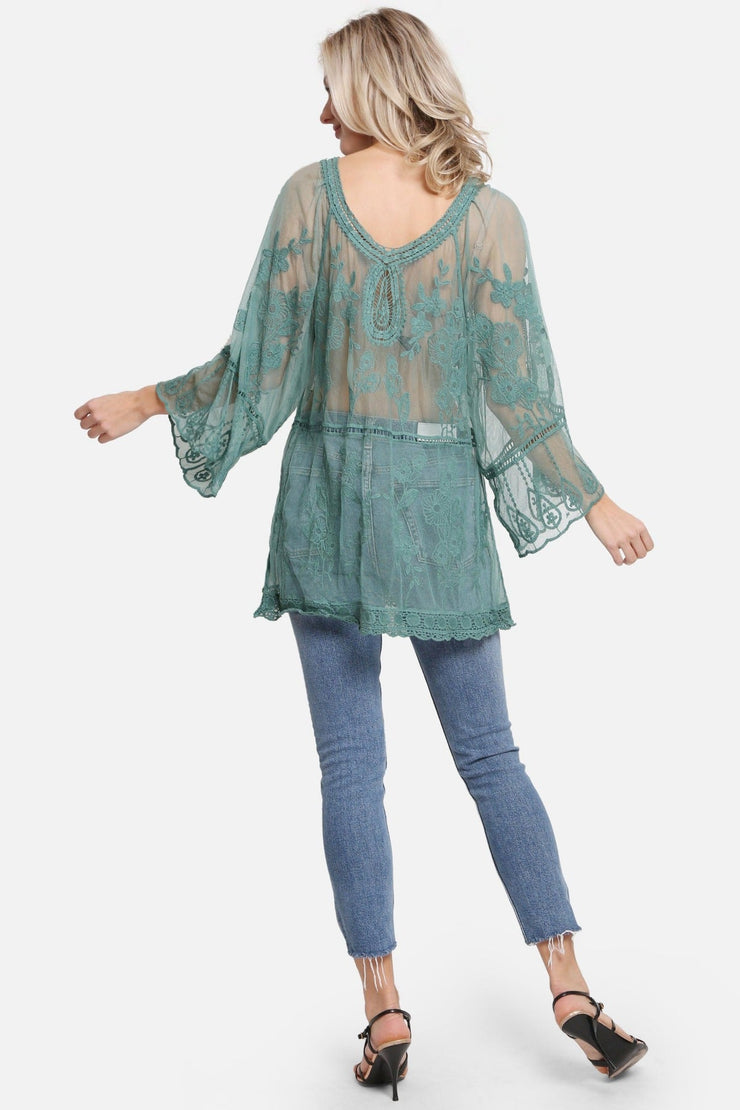 "Carolina" Floral Pattern Short Lace Cover-Up