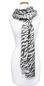 veritasfinancialgrp Fashionable Zebra Animal Print Frayed End Pashmina Shawl Wrap