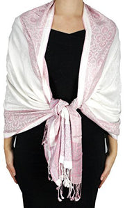 veritasfinancialgrp Exclusive Paisley Floral Border Reversible Pashmina Wrap Shawl