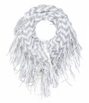 Stunning Winter Chevron Zig Zag Design Fringe Infinity Loop Scarf