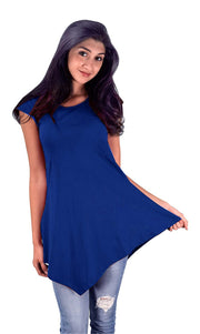 Women Pure Cotton Summer Tank Top Tunic Handkerchief Hem Shirt