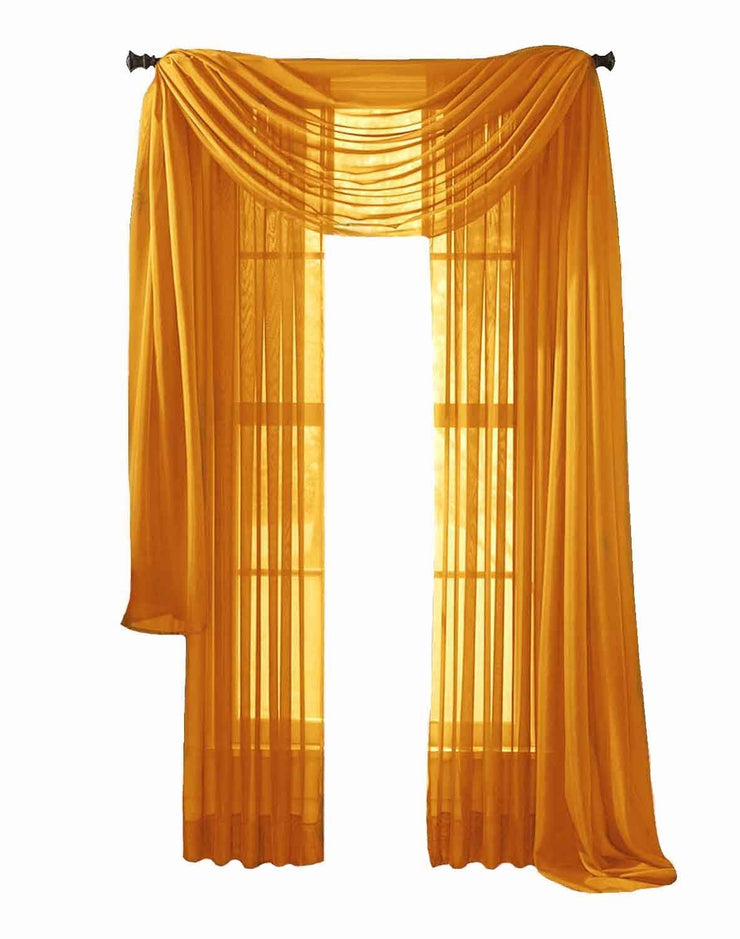 Gold veritasfinancialgrp Home Collection Beautiful Accent 1 Piece Solid Lightweight Sheer Colored Viole Window Scarf - 54" x 216"