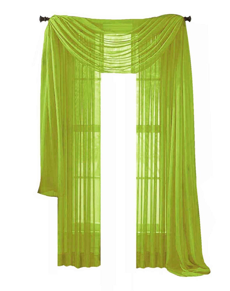 Neon Green veritasfinancialgrp Home Collection Beautiful Accent 1 Piece Solid Lightweight Sheer Colored Viole Window Scarf - 54" x 216"