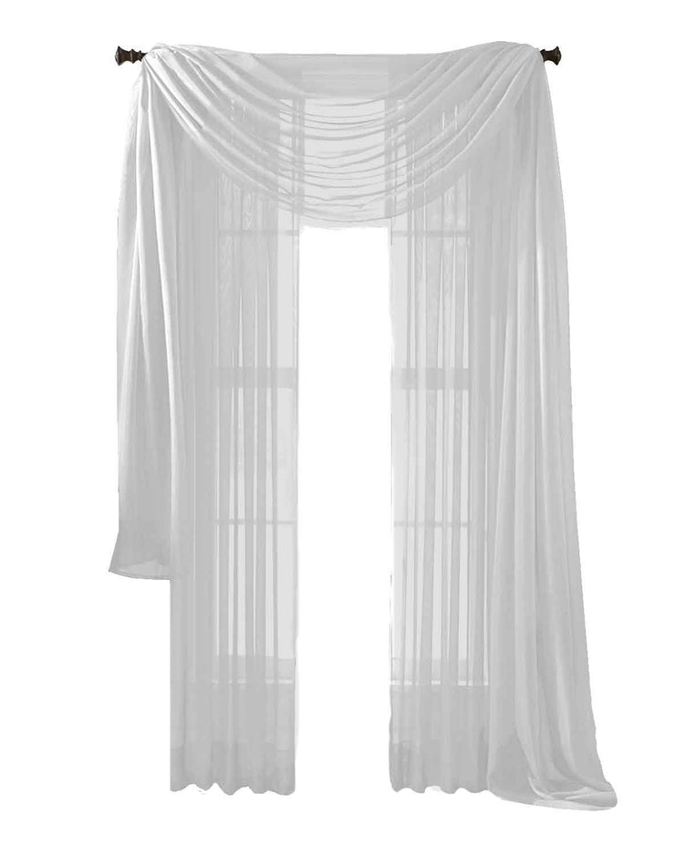 White veritasfinancialgrp Home Collection Beautiful Accent 1 Piece Solid Lightweight Sheer Colored Viole Window Scarf - 54" x 216"