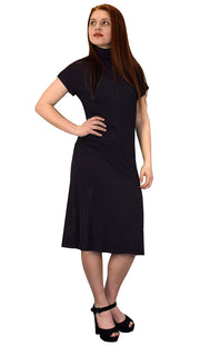 Turtle Neck Short Sleeve Bodycon Midi Dress