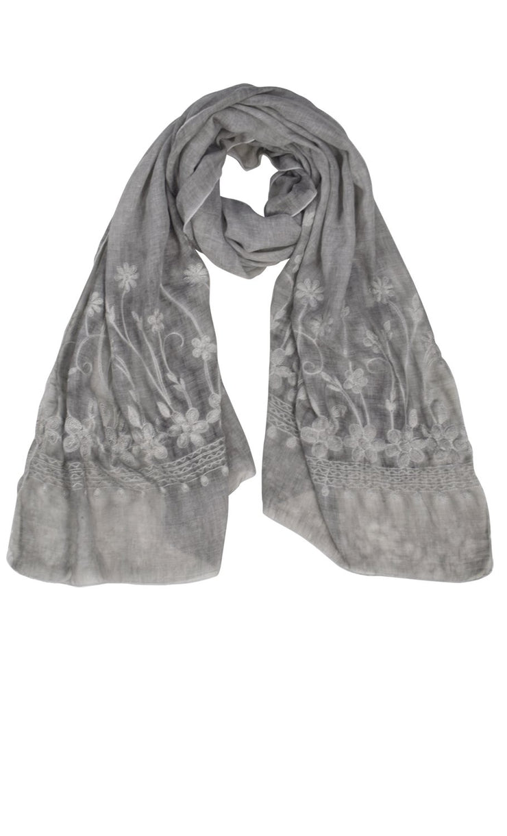 Lightweight Sheer Embroidered Scarf Shawl Wrap