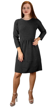 Pleated Empire Waist 3/4 Sleeve Flare Dress