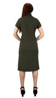 Turtle Neck Short Sleeve Bodycon Midi Dress