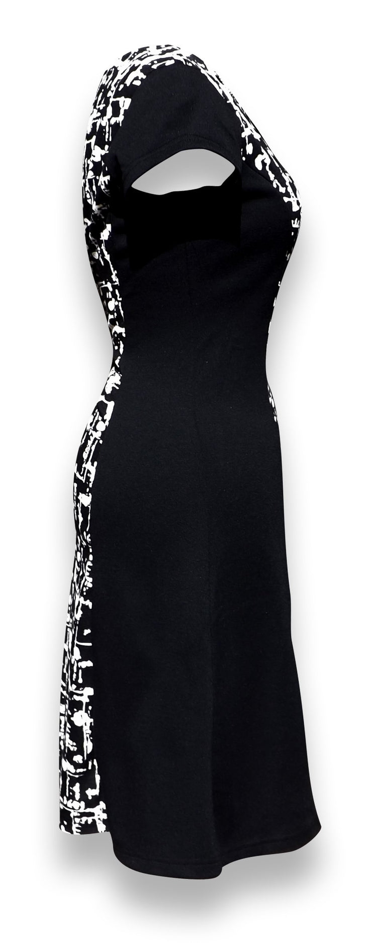 veritasfinancialgrp Elegant Black and Multi Print Short Sleeve Loose Mini Shift Dress