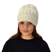 Diamond Knit Sherpa Fleece Lined Unisex Winter Beanie Hat