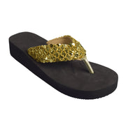 Women's Fashion Sequin Foam Wedge Heeled Platform Beach Sandal