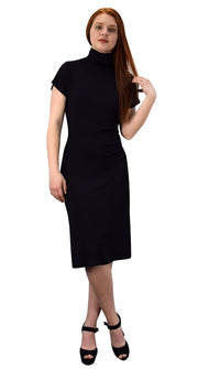 Turtle Neck Short Sleeve Bodycon Midi Dress