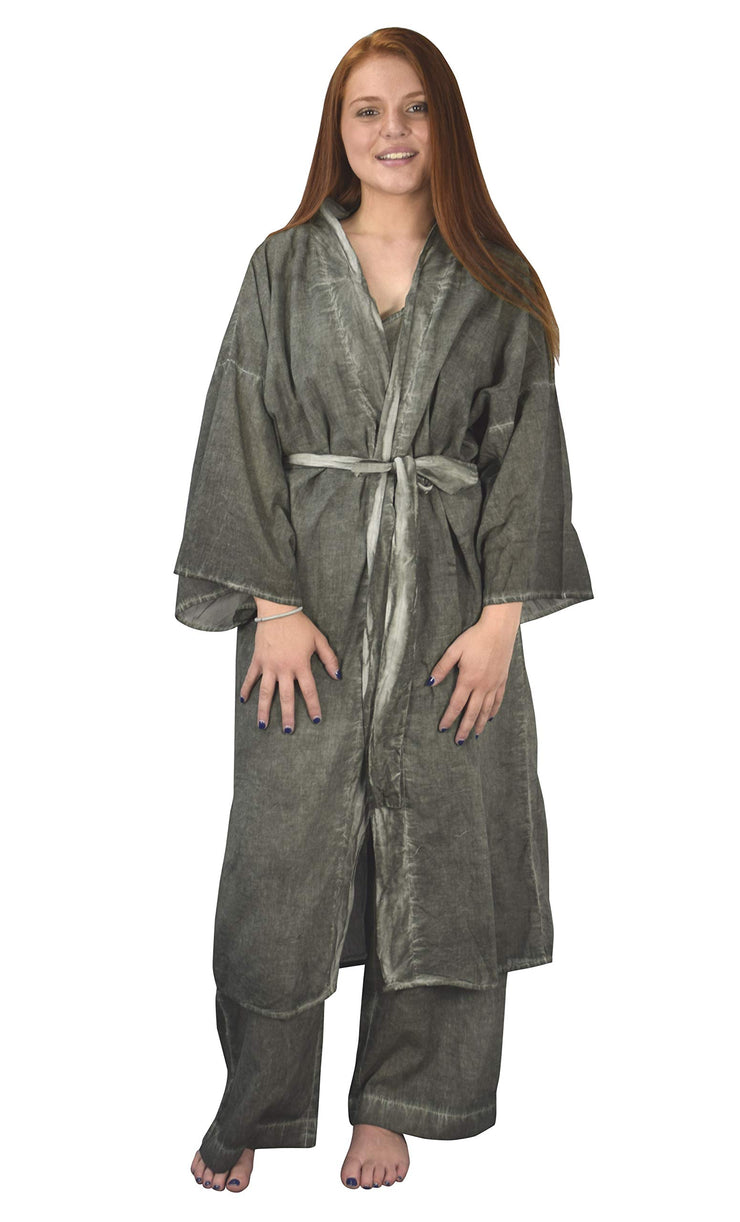 Spa Robe Lightweight Yoga Pajamas Cami Sleepwear Loungewear Full Nightgown Set