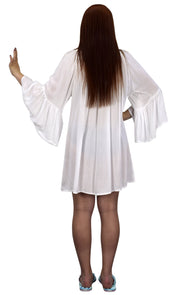 White Shoulder Flutter Sleeve Beach Cover Ups