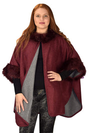 B9000-Poncho-Shawl-Fur-RedGrey-OS