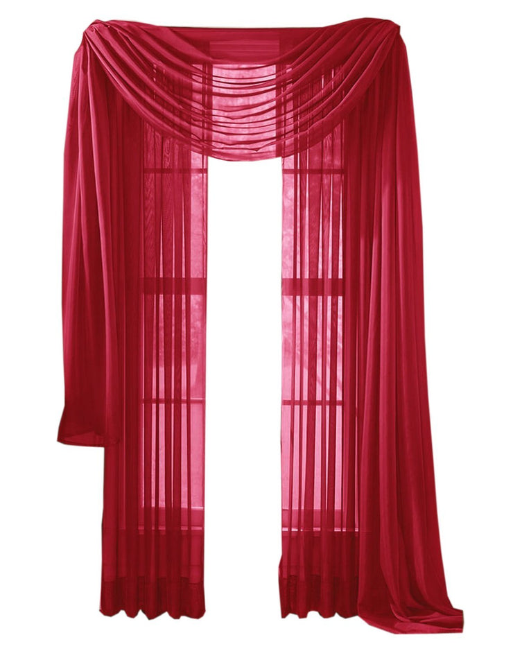 Red veritasfinancialgrp Home Collection Beautiful Accent 1 Piece Solid Lightweight Sheer Colored Viole Window Scarf - 54" x 216"