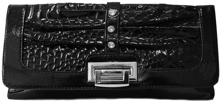 A1458-Alligator-Clutch-Bag-Black-KL