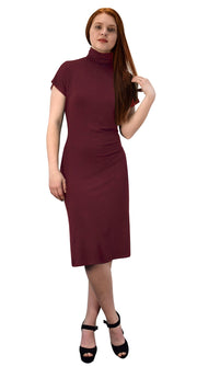 Turtle Neck Short Sleeve Bodycon Midi Dress