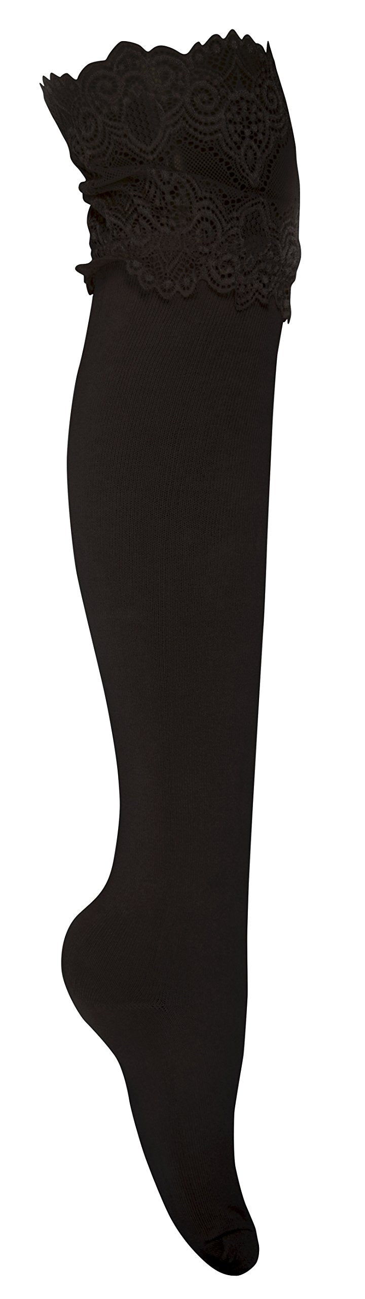 Stylish High Wide-Lace Jersey Knit Knee-High Cotton Boot Socks