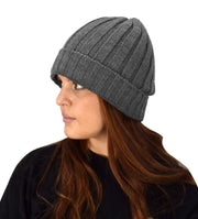 Sherpa Fleece Lined Unisex Striped Knit Winter Beanie Hat Cap