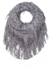 Stunning Winter Chevron Zig Zag Design Fringe Infinity Loop Scarf