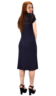 Turtle Neck Short Sleeve Bodycon Midi Dress