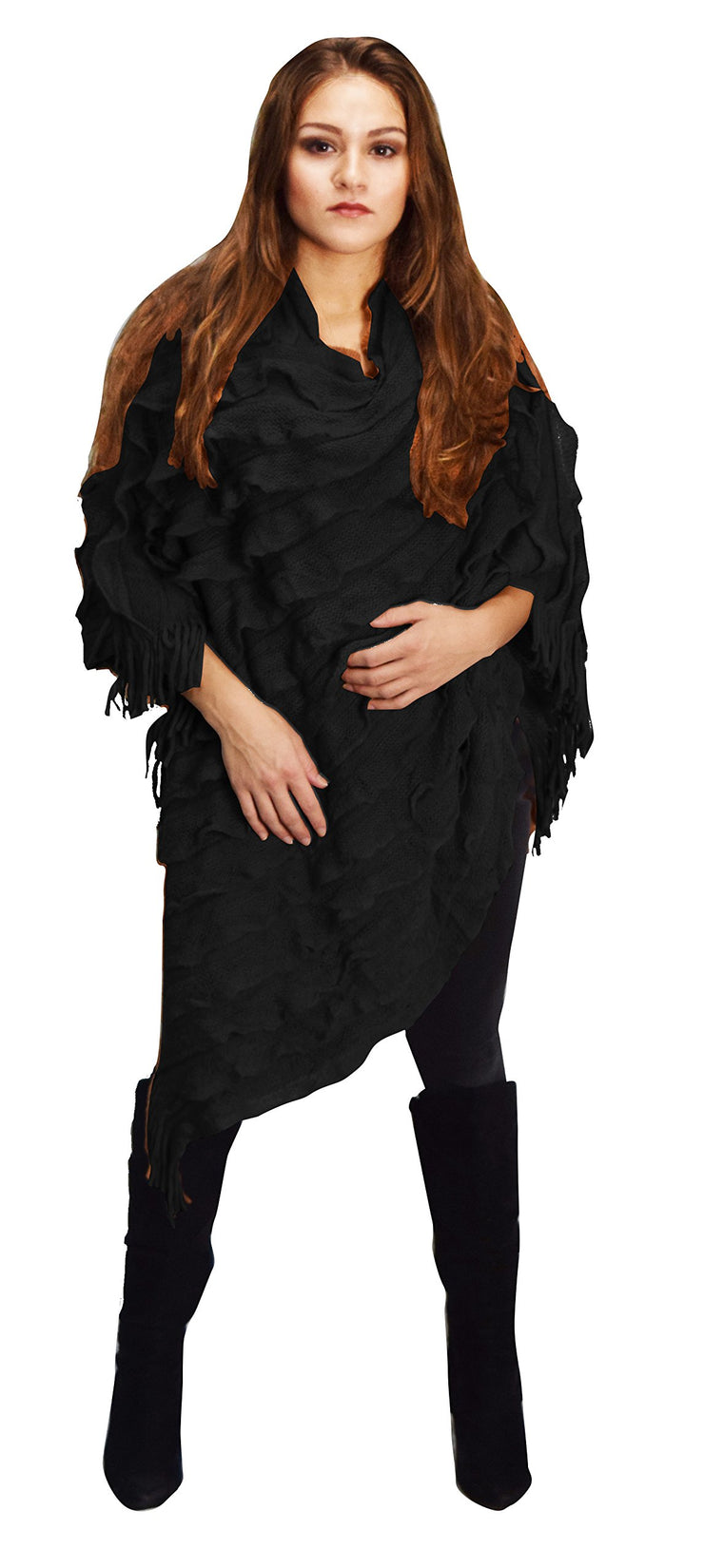 A7052-Ruffle-Batwing-Poncho-Black-KL