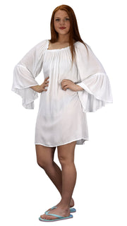 White Shoulder Flutter Sleeve Beach Cover Ups