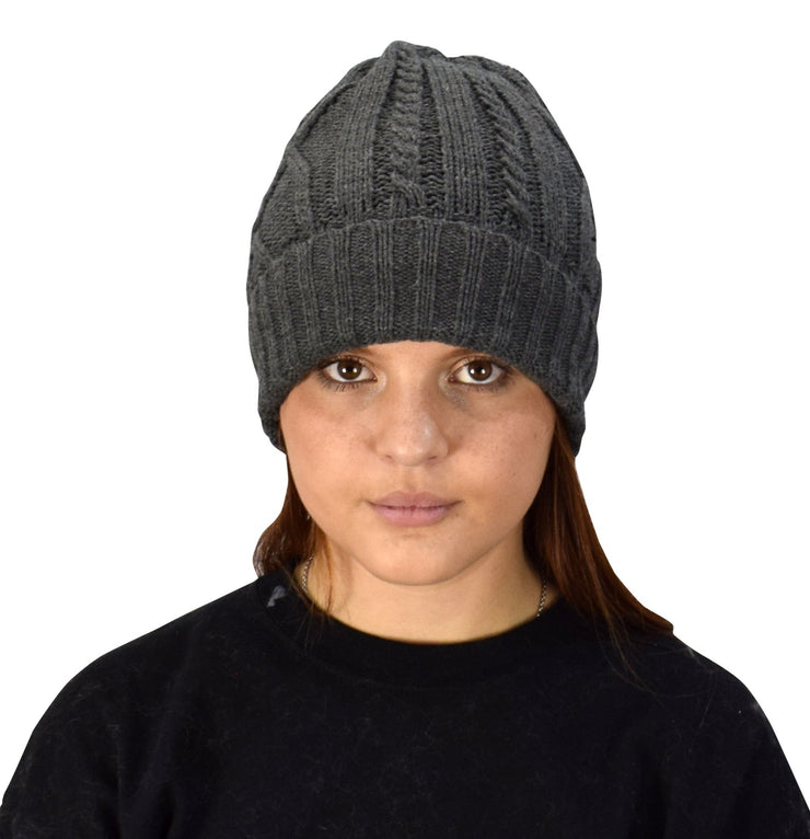 Diamond Knit Sherpa Fleece Lined Unisex Winter Beanie Hat