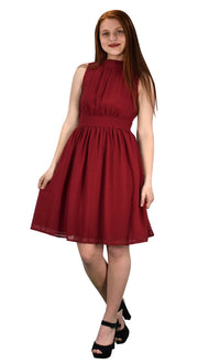 Womens Sleeveless Chiffon Classic Casual Fit & Flare Dress