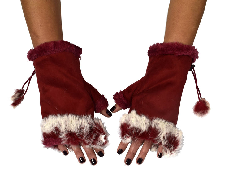 B1332-Suede-Fur-Gloves-Red-FBA-New-OS