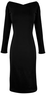 A6889-Bdycon-Dress-Solid-Black