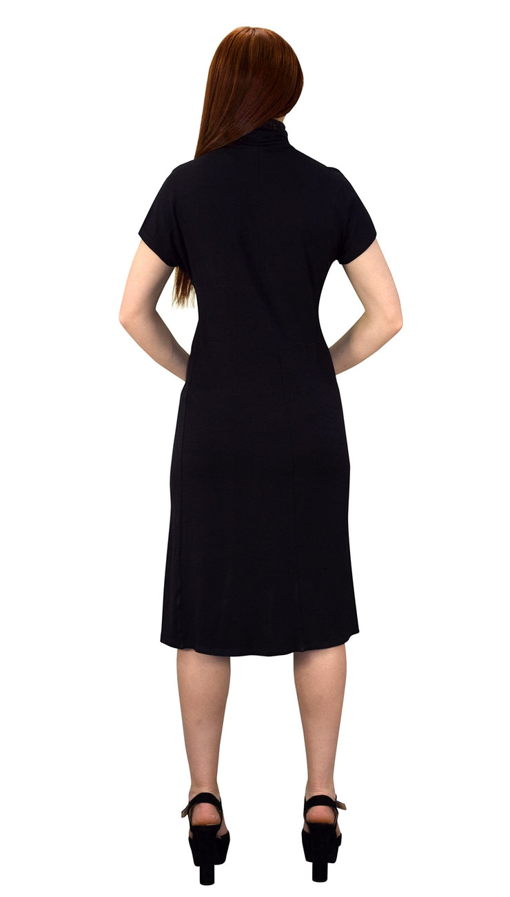 Turtle Neck Short Sleeve Bodycon Midi Dress