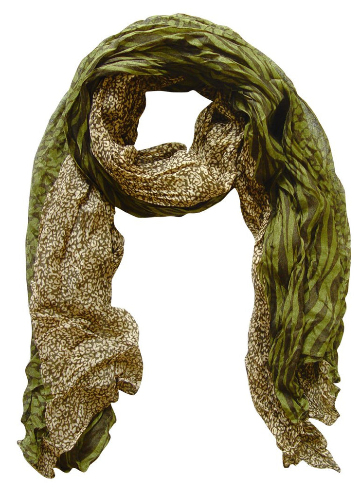 A1153-Animal-Crink-Scarf-Green