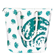 100% Cotton Seashells Print Canvas Classy Beach Tote Handbags