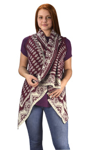 Women's Sleeveless Fair Isle Reversible Draped Open Front Cardigan Vest