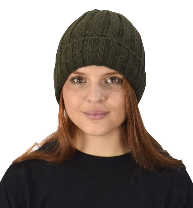 Sherpa Fleece Lined Unisex Striped Knit Winter Beanie Hat Cap