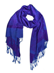 Double Layer Hues of Purple Jacquard Paisley Pashmina Feel Shawl