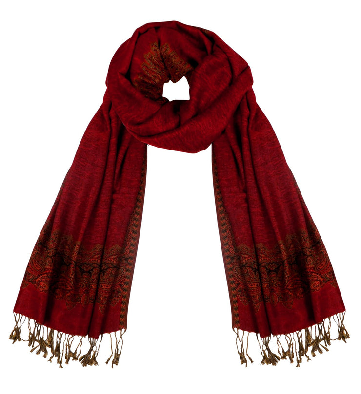 Ravishing Reversible Jacquard Paisley Pashmina Shawl Wrap for Women