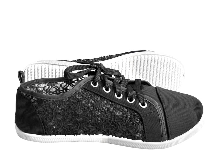 Women's Athletic Casual Ballet Sneakers Lace Up Canvas Denim Shoes