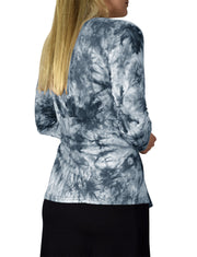 Tie Dyed Cascading Drape Asymmetric Hem Open Front Cardigan Top