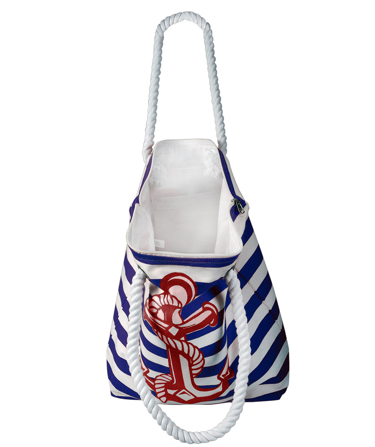 100% Cotton Anchor Print Canvas Beach Tote