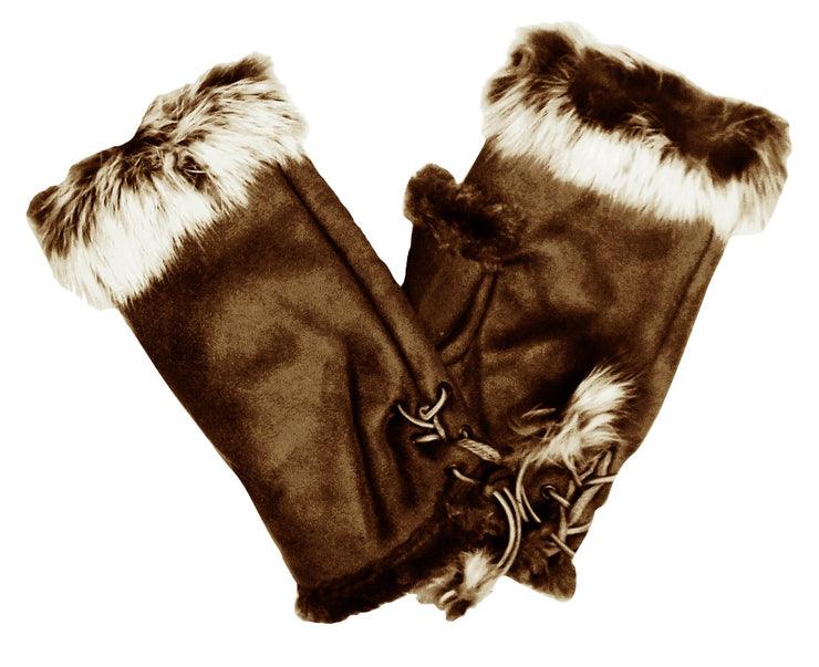 crittendenwayapartments Luxurious Faux Fur Suede Feel Warm Winter Finger-less Gloves Pack