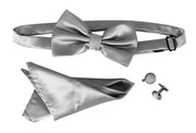 Mens Pre-tied Adjustable Tuxedo Bow Tie Cufflinks Pocket Square Set