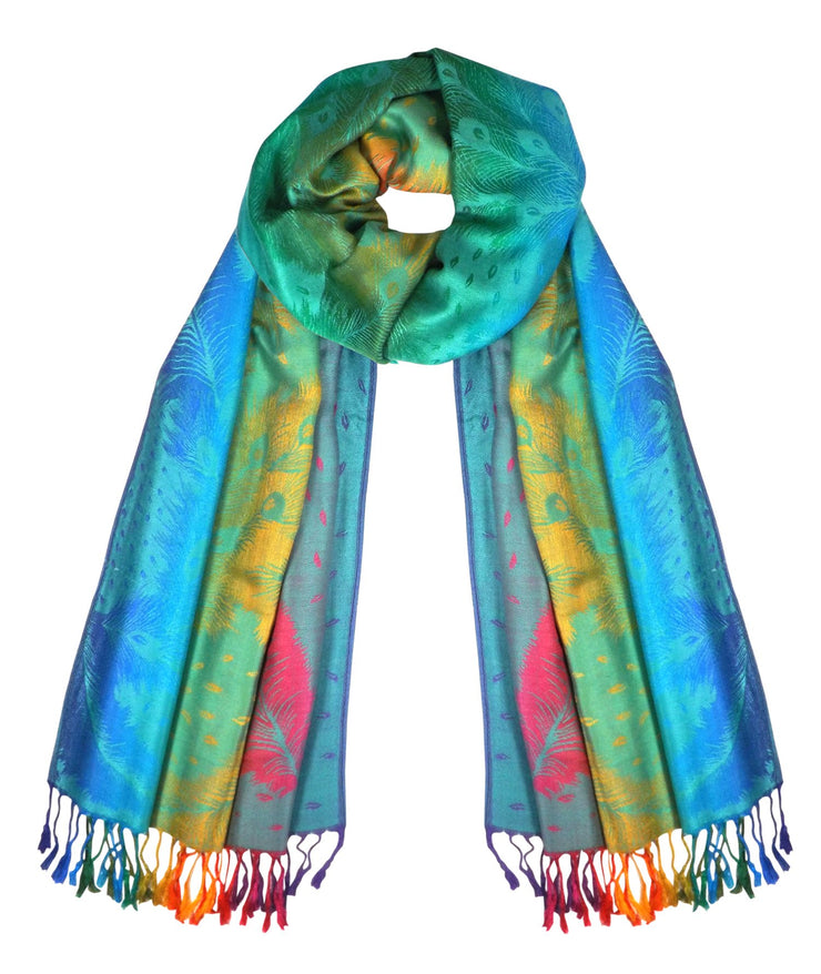 veritasfinancialgrp Rainbow Silky Tropical Colorful Exotic Pashmina Wrap Shawl Scarf