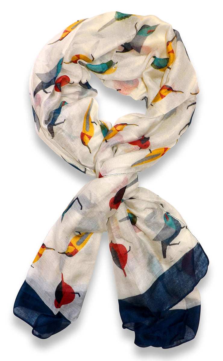 veritasfinancialgrp Cute Vintage Lightweight Graphic Finch Bird Print Scarf