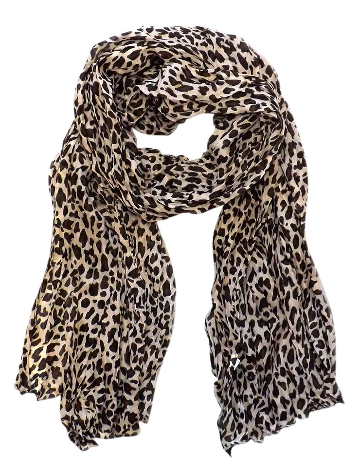 Cream veritasfinancialgrp Trendy Women's Leopard Animal Print Crinkle Scarf wrap